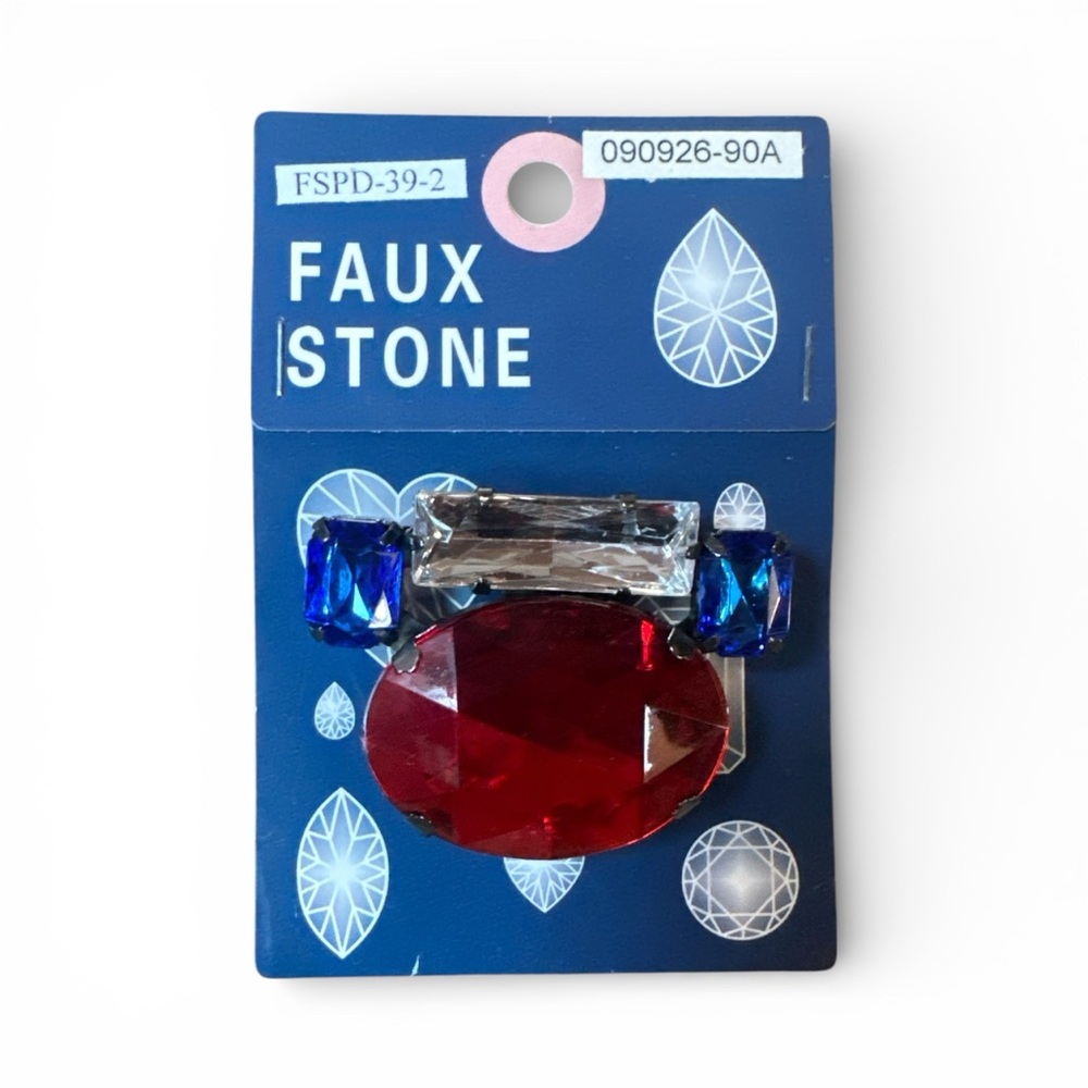 Red White & Blue Faux Stone Pendant for Necklace Simulated Gemstones NWT Gift